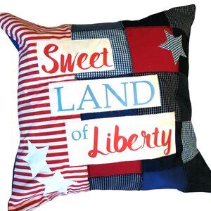 Patriotic Pillow Cover: Patchwork Stars, Sweet Land of Liberty, 18 x 18